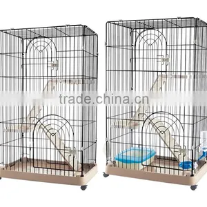 Luxury 3-floor Wire Plastic Cat Cage thumbnail-1