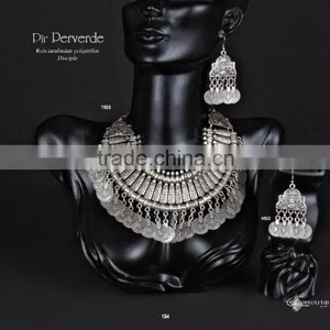Ring Earring Bracelet Necklace Hellenic Turkish Ottoman Antique Ethnic Culture Jewelry Set Made in Turkey thumbnail-1