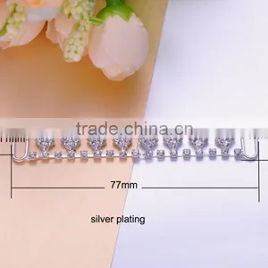 (M0928) 77mmx13mm,13mm Bar, Rhinestone Connector for Hair Jewelry,silver Plating thumbnail-1