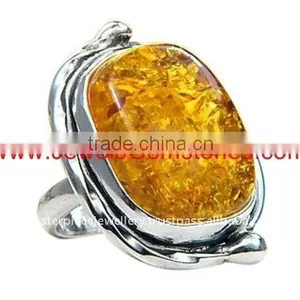 KRJ276668-0 Silver Golden Cognac Baltic Amber Jewelry thumbnail-1