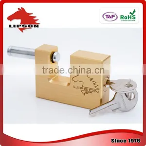 Case Hardened Shackle Resists Sawing and Filing Rectangular Brass Padlock thumbnail-6