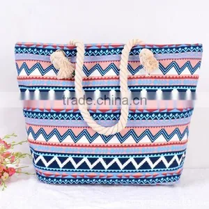 2016 Women's Canvas Straw Beach Bag Casual Tote Shoulder Bag Purse Handbag thumbnail-1