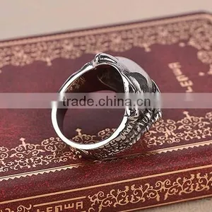 Stainless Steel Titanium Silver Men's Skull Men Cool Biker Punk Ring Retro thumbnail-5