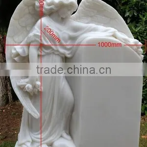 Standing Angel White Marble Headstone thumbnail-1