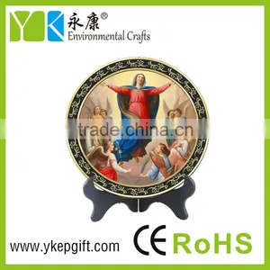 Home Decor Catholic Religious Round Plate Blessed Virgin Mary and Angels thumbnail-1