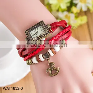 Vintage Blue Leather Ladies Bracelet Wrist Watch thumbnail-6