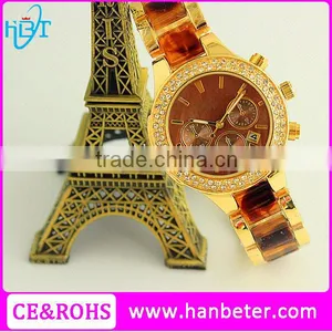Gold Plating 18k Watch for Stainless Steel Back Geneva Quartz Watches thumbnail-1