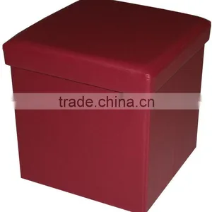 Stronger!! Cinnabar PVC Leather Folding Storage Stool thumbnail-1