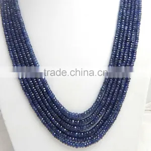 Natural Royal Blue Sapphire Roundel Faceted Beads thumbnail-2