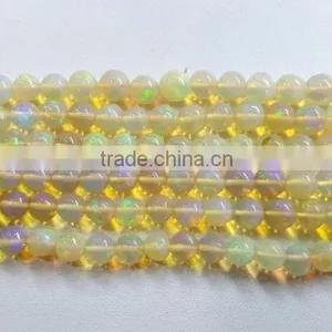 #MZZ Round Plain Top Quality Beads Strand Ethiopian Opal thumbnail-1
