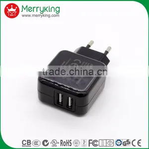 EU Plug Merryking Wholesale 5V2.1A Dual USB Charger CE/GS/CB Approved Power Adapter thumbnail-3