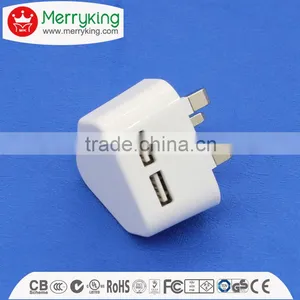 Singapore Safety Mark uk Dual Port 5V1.5A 5V2A 5V2.1A White Usb Charger thumbnail-2