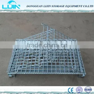 Folding Steel Wire Mesh Cage Folded Storage Container thumbnail-3