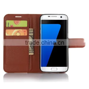 Litchi Pattern Leather Wallet Case for Samsung Galaxy S7 S7edge With Card Slot Holder Stand Cover Mobile Phone Protector thumbnail-2