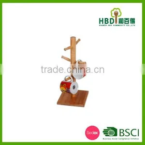 Wooden/ Bamboo Mug Tree Holder With Coasters /bamboo Cup Holder thumbnail-2