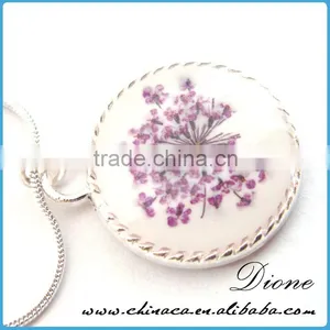 2015 Round 14mm /20mm/25mm Real Dried Flower Resin Cabochon Pendant thumbnail-4