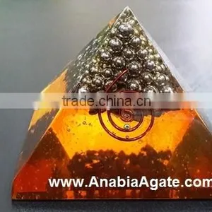 Orgone Orange Pyramid With Silver Pearl's : Wholesale Spiritual Orgone Products thumbnail-2