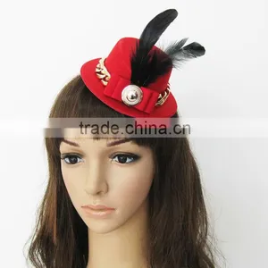 MYLOVE Red Top Hat Hair Fascinator Hair Clips Party Prom Hair Accessories MLXM002 thumbnail-1