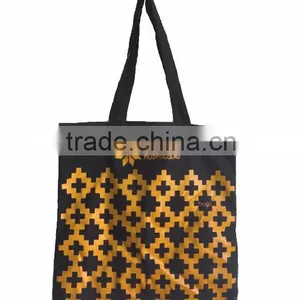 Custom Checp Black Printed Canvas Tote Shopping Bag(CAS15-040) thumbnail-5