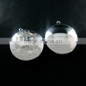32MM Vintage Style Silver Plated Flower Filigree Round Photo Locket Pendants DIY Supplies 1112016 thumbnail-2