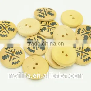 2 Holes High Quality Natural Wood Button With Figure Printed On thumbnail-1