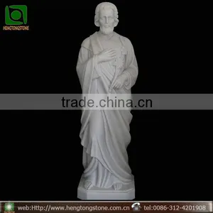 Hand Carved White Marble Religious Man Figure Statue thumbnail-1
