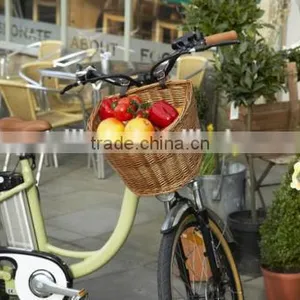 WICKER BICYCLE BASKET WITH LEATHER STRAPS BIKE / CYCLE SHOPPING thumbnail-2