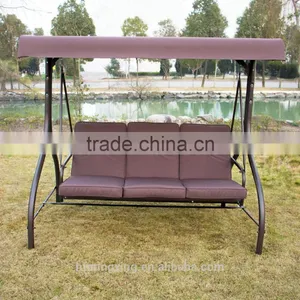 Patio Swing Hammock Chair With Cushion (Brown 3 Seat Bed Swing) thumbnail-1