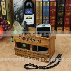 Hollow Out Two Grid Wooden Pencil Holder or Storage Box thumbnail-1