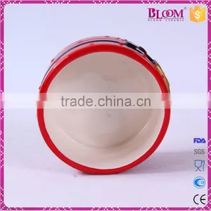 Christmas Design Red Round Ceramic Pet Bowl thumbnail-5