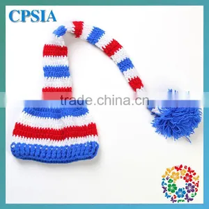 US 4th Of July Baby Boy Crochet Hat Red White Blue Knitting Caps for Newborn One Size Fit Most thumbnail-1