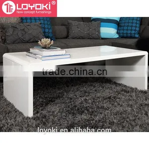 Home Scandinavian Style Coffee Table MDF Wood Glossy Sofa Side Table thumbnail-1