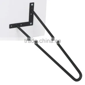 Furniture Assembly Hardware 19 Inch Black Coated 2 Rod Hairpin Leg thumbnail-1