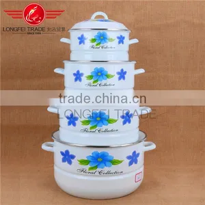 OEM 4pcs Enamel / Ceramic Cookware Steamer Pot / Stew Pot thumbnail-1