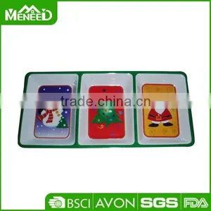 New Arrival Rectangular 3 Compartments Christmas Sauce Divider Plastic Separated Plate thumbnail-1
