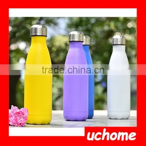 UCHOME 17 OZ/500 ML Food Grade Double Wall Vacuum Flask Insulated 18/8 Stainless Steel Swell Cola Shaped Water Bottle thumbnail-1
