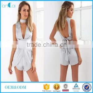 Satin Women Fashion New Style Sexy Two Piece Sets 2016 Wholesale Ladies Elegant Grey Fashion Sets thumbnail-1