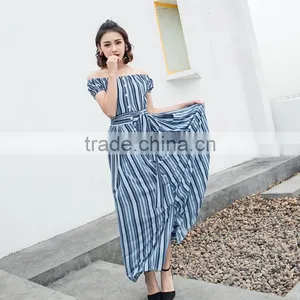 Maxnegio Beach Wear Striped Maxi Gril Casual Dress thumbnail-2