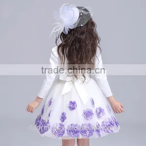 2017 Latest Dress Designs Photos Red Purple Flowers Embroidered Dress thumbnail-5