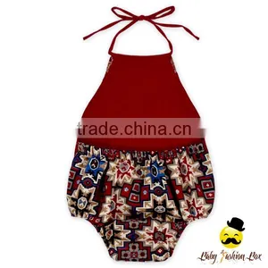 Hot Sale Kids Red Halter Blank Grows Climbing Bodysuit Infant Newborn Baby Girl Vintage Romper thumbnail-2