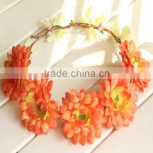 Wholesale Artifical Flora Bridal Headband Sunflower Head Wreath thumbnail-5