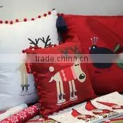 Assortment of Christmas Cushion Covers Reindeer Print With Pompom thumbnail-1