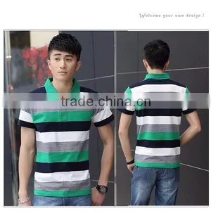 Hot Sale Custom High Quality Pure Short Sleeve Stripe Polo Shirt For Man thumbnail-2