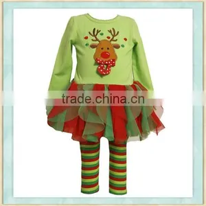 2017 Ibear Wholesale Kids Clothing Sets Baby Girls Deer Patern Grenadine Designs Christmas Costume Outfits thumbnail-2