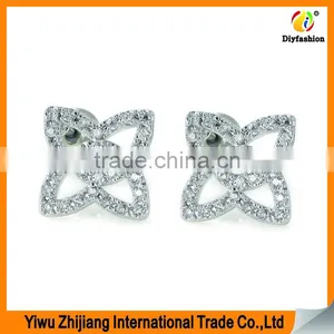 2017 New Fashion Inlay Zircon Platinum Plating Four-pointed Star Earrings thumbnail-1