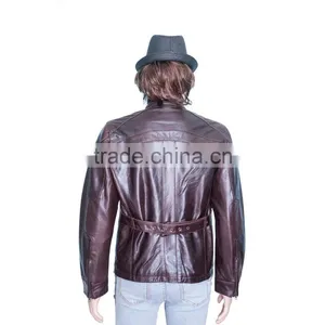 HIGH QUALITY SLIMFIT MEN BROWN RETRO LEATHER JACKET thumbnail-2