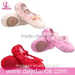New Fashion Girls Canvas Soft Sole Lace Shoes Children Kids Ballet Dance Shoes thumbnail-1