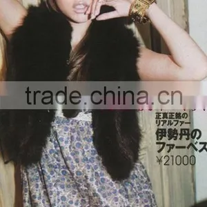 Y.ROGUSA Brand YR030A Genuine Quality Real Belly Fox Fur Vest for Women thumbnail-1