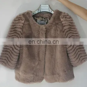2013 Stylish Genuine Rabbit Fur Coat Winter Wear Korean Women thumbnail-1