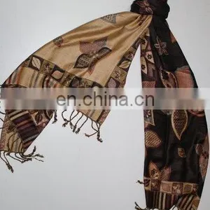 Viscose Pashmina Jamawar Shawls and Scarves thumbnail-1